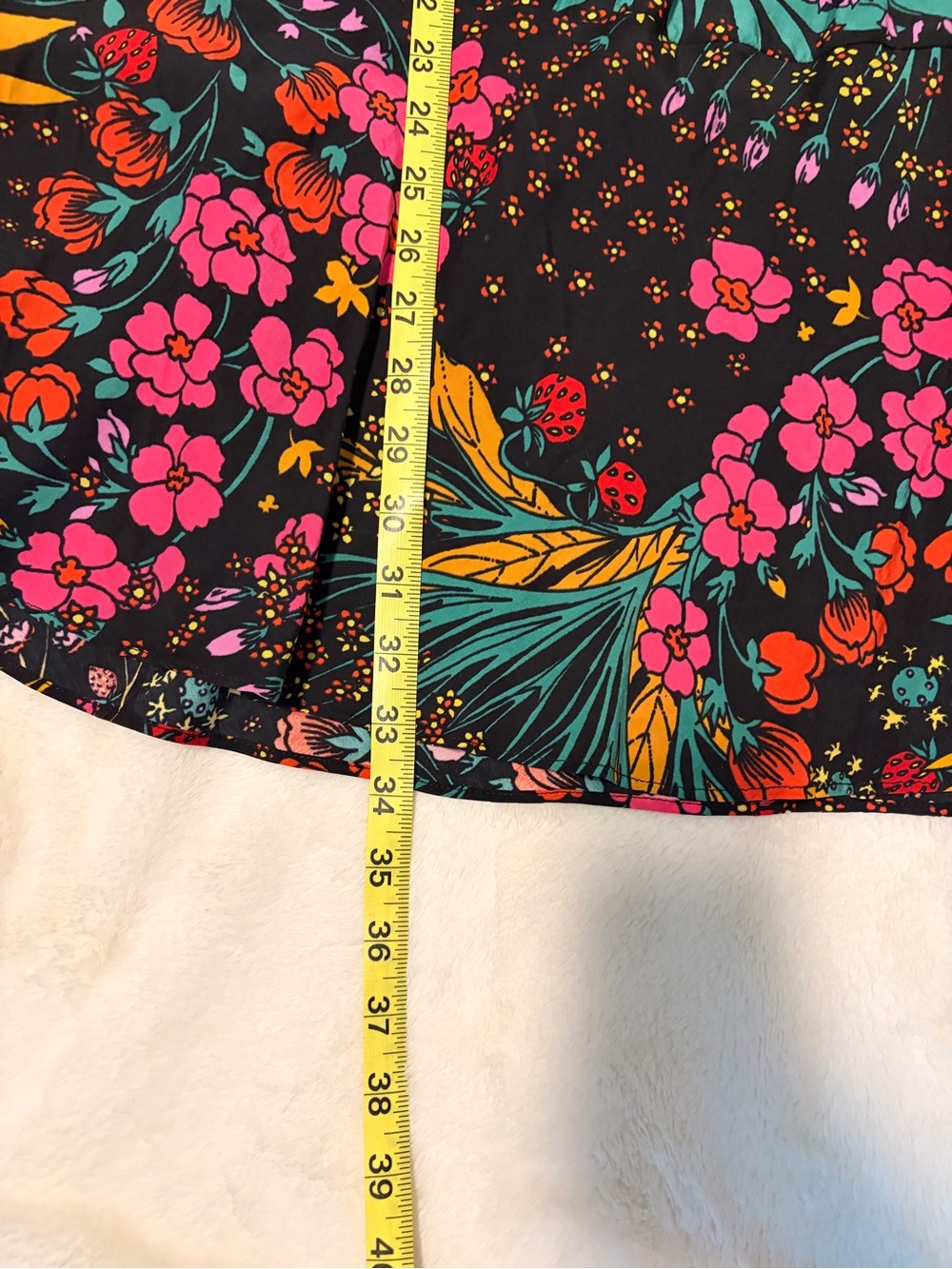 Free People Black Floral Short Sleeve Sundress with Pink & Yellow Blooms - Picture 2 of 4